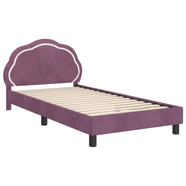 Grote foto vidaxl bedframe voor kinderen met hoofdbord paars 90 x 200 cm fluweel antiek en kunst stoelen en banken