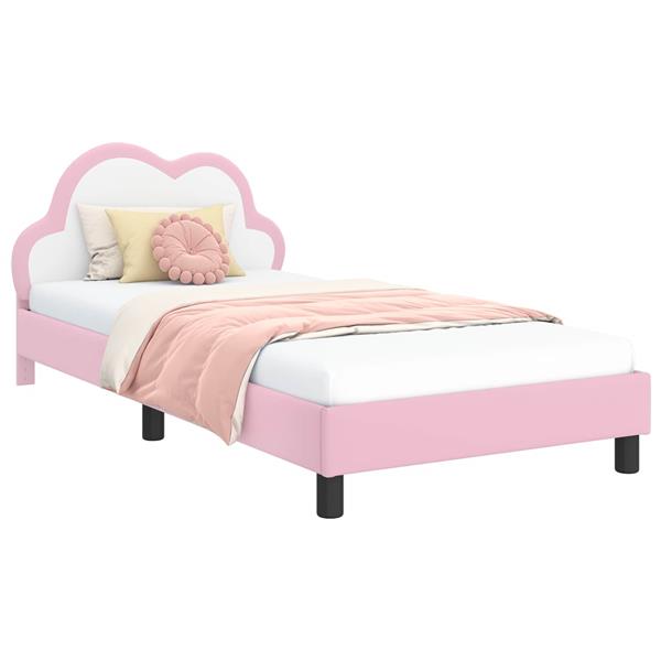 Grote foto vidaxl bedframe voor kinderen met hoofdbord roze 80 x 200 cm pu antiek en kunst stoelen en banken