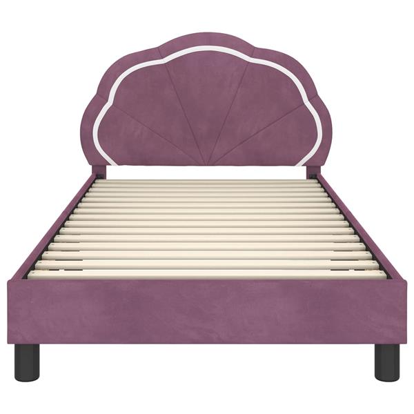 Grote foto vidaxl bedframe voor kinderen met hoofdbord paars 90 x 190 cm fluweel antiek en kunst stoelen en banken