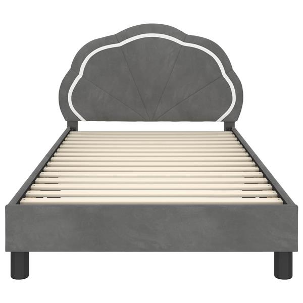 Grote foto vidaxl bedframe voor kinderen met hoofdbord donkergrijs 90 x 190 cm antiek en kunst stoelen en banken