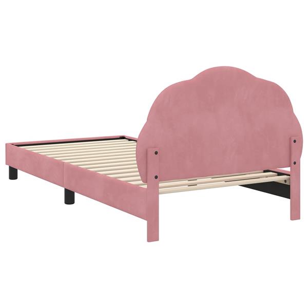 Grote foto vidaxl bedframe voor kinderen met hoofdbord roze 80 x 200 cm fluweel antiek en kunst stoelen en banken