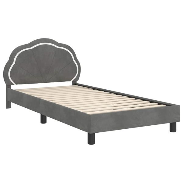 Grote foto vidaxl bedframe voor kinderen met hoofdbord donkergrijs 80 x 200 cm antiek en kunst stoelen en banken