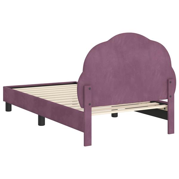 Grote foto vidaxl bedframe voor kinderen met hoofdbord paars 80 x 160 cm fluweel antiek en kunst stoelen en banken