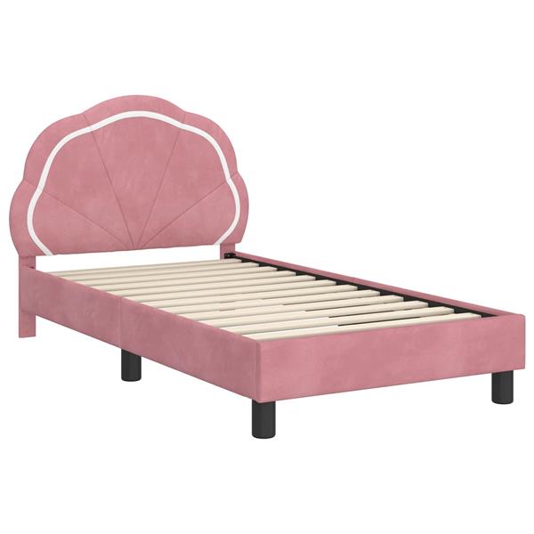 Grote foto vidaxl bedframe voor kinderen met hoofdbord roze 80 x 160 cm fluweel antiek en kunst stoelen en banken