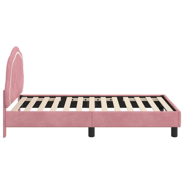 Grote foto vidaxl bedframe voor kinderen met hoofdbord roze 80 x 160 cm fluweel antiek en kunst stoelen en banken