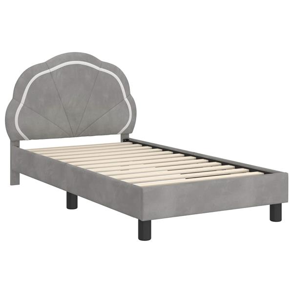 Grote foto vidaxl bedframe voor kinderen met hoofdbord lichtgrijs 80 x 160 cm antiek en kunst stoelen en banken