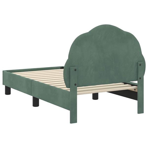 Grote foto vidaxl peuterbedframe met hoofdbord zeegroen 70 x 140 cm fluweel antiek en kunst stoelen en banken