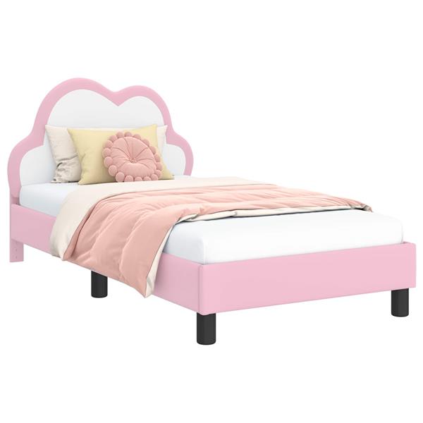 Grote foto vidaxl bedframe voor kinderen met hoofdbord roze 80 x 160 cm pu antiek en kunst stoelen en banken