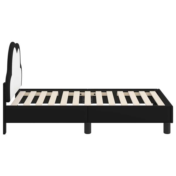 Grote foto vidaxl peuterbedframe met hoofdbord zwart 70 x 140 cm pu antiek en kunst stoelen en banken