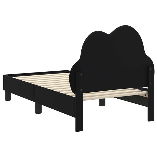 Grote foto vidaxl peuterbedframe met hoofdbord zwart 70 x 140 cm pu antiek en kunst stoelen en banken