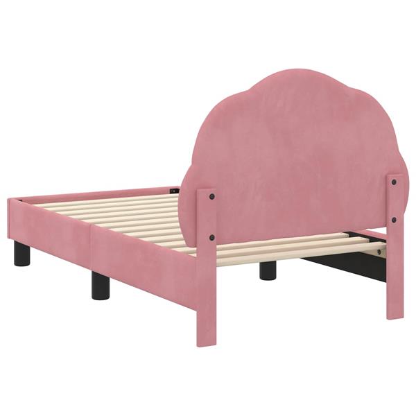 Grote foto vidaxl peuterbedframe met hoofdbord roze 70 x 140 cm fluweel antiek en kunst stoelen en banken