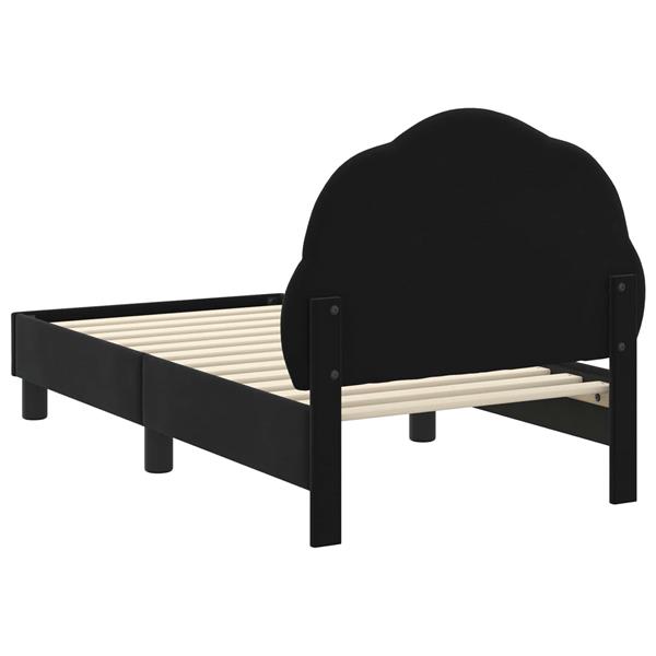 Grote foto vidaxl peuterbedframe met hoofdbord zwart 70 x 140 cm fluweel antiek en kunst stoelen en banken