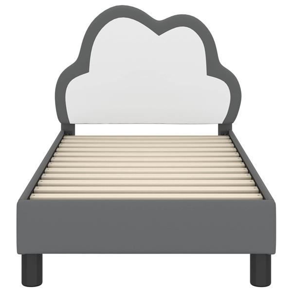 Grote foto vidaxl peuterbedframe met hoofdbord lichtgrijs 70 x 140 cm pu antiek en kunst stoelen en banken