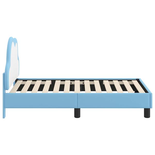 Grote foto vidaxl peuterbedframe met hoofdbord blauw 70 x 140 cm pu antiek en kunst stoelen en banken