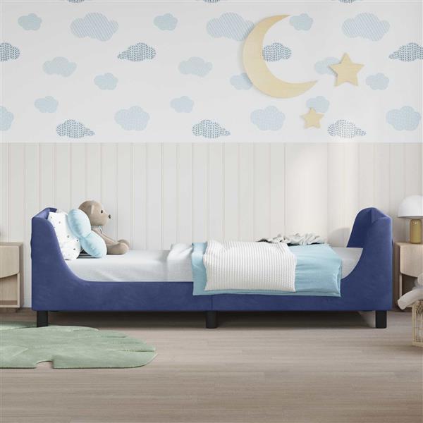 Grote foto vidaxl bedframe voor kinderen met hoofdbord politieblauw 90 x 200 cm antiek en kunst stoelen en banken