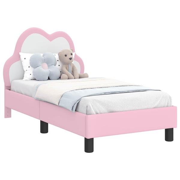 Grote foto vidaxl peuterbedframe met hoofdbord met hoofdeinde roze 70 x 140 cm pu antiek en kunst stoelen en banken