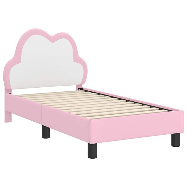 Grote foto vidaxl peuterbedframe met hoofdbord met hoofdeinde roze 70 x 140 cm pu antiek en kunst stoelen en banken
