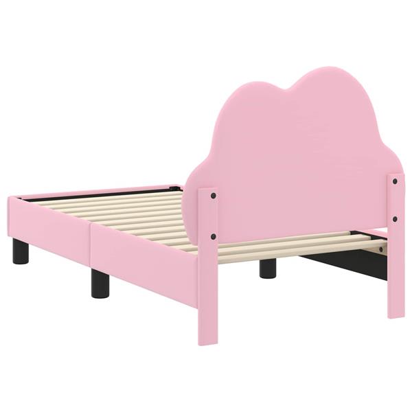 Grote foto vidaxl peuterbedframe met hoofdbord met hoofdeinde roze 70 x 140 cm pu antiek en kunst stoelen en banken