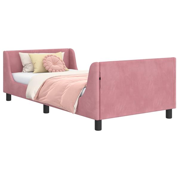 Grote foto vidaxl bedframe voor kinderen met hoofdbord roze 90 x 200 cm fluweel antiek en kunst stoelen en banken