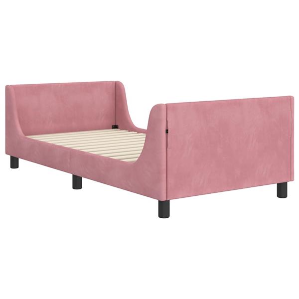 Grote foto vidaxl bedframe voor kinderen met hoofdbord roze 90 x 190 cm fluweel antiek en kunst stoelen en banken