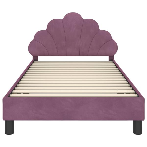 Grote foto vidaxl bedframe voor kinderen met hoofdbord paars 90 x 200 cm fluweel antiek en kunst stoelen en banken