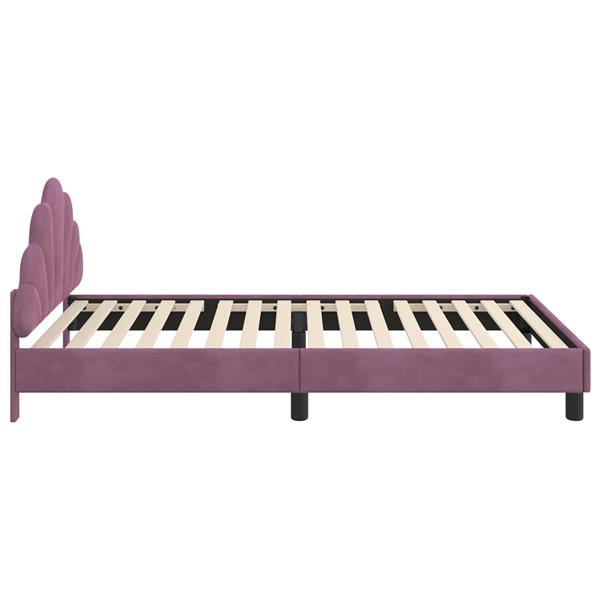 Grote foto vidaxl bedframe voor kinderen met hoofdbord paars 90 x 200 cm fluweel antiek en kunst stoelen en banken