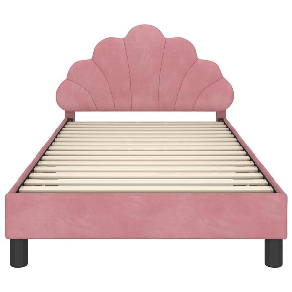 Grote foto vidaxl bedframe voor kinderen met hoofdbord roze 90 x 200 cm fluweel antiek en kunst stoelen en banken
