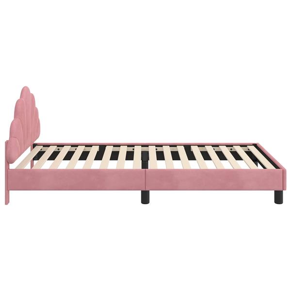 Grote foto vidaxl bedframe voor kinderen met hoofdbord roze 90 x 200 cm fluweel antiek en kunst stoelen en banken