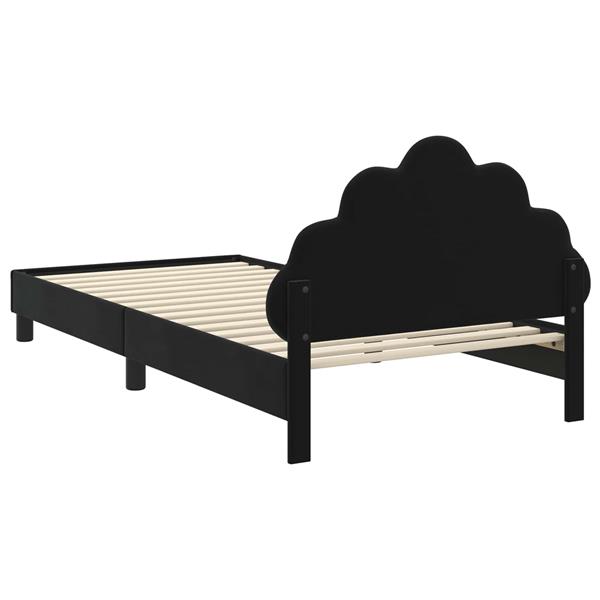 Grote foto vidaxl bedframe voor kinderen met hoofdbord zwart 90 x 200 cm fluweel antiek en kunst stoelen en banken