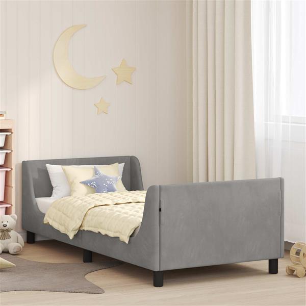 Grote foto vidaxl bedframe voor kinderen met hoofdbord lichtgrijs 80 x 200 cm antiek en kunst stoelen en banken