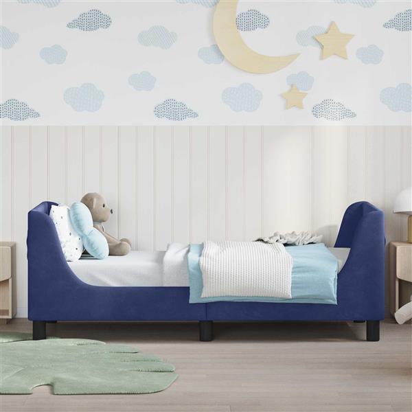 Grote foto vidaxl bedframe voor kinderen met hoofdbord politieblauw 80 x 160 cm antiek en kunst stoelen en banken