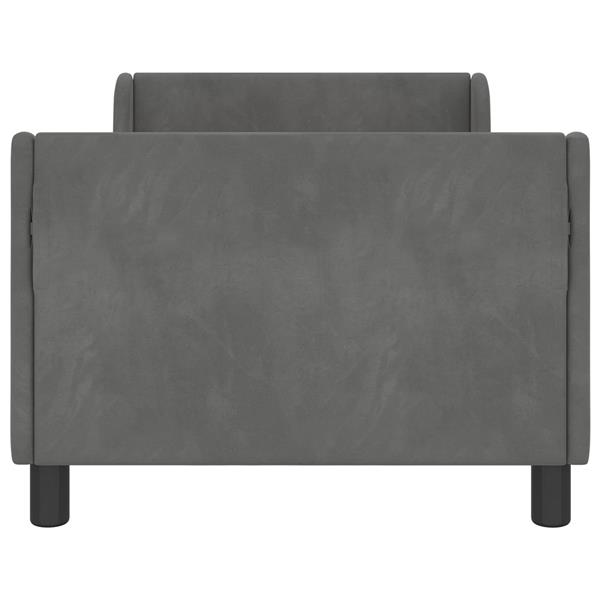 Grote foto vidaxl bedframe voor kinderen met hoofdbord donkergrijs 80 x 160 cm antiek en kunst stoelen en banken