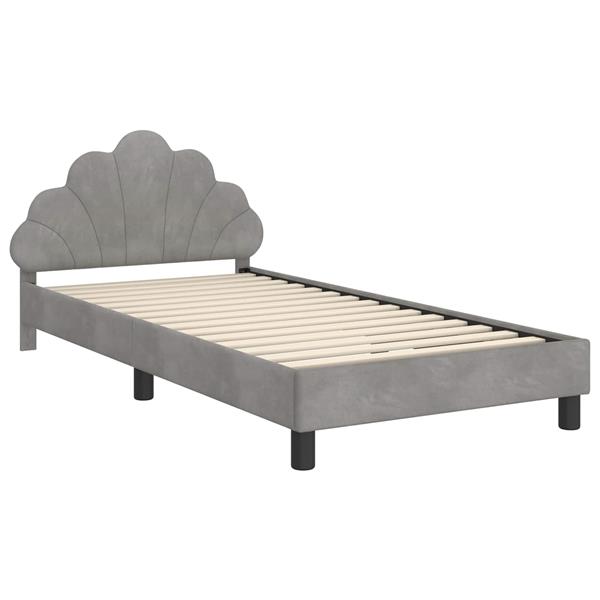 Grote foto vidaxl bedframe voor kinderen met hoofdbord lichtgrijs 90 x 200 cm antiek en kunst stoelen en banken