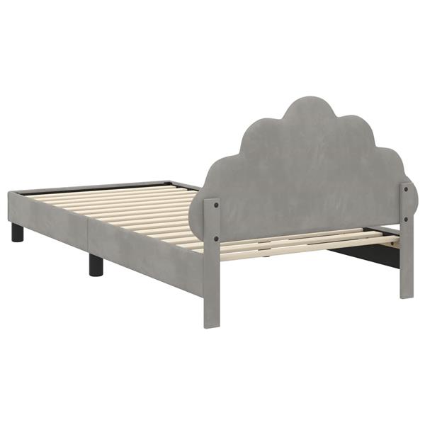 Grote foto vidaxl bedframe voor kinderen met hoofdbord lichtgrijs 90 x 200 cm antiek en kunst stoelen en banken
