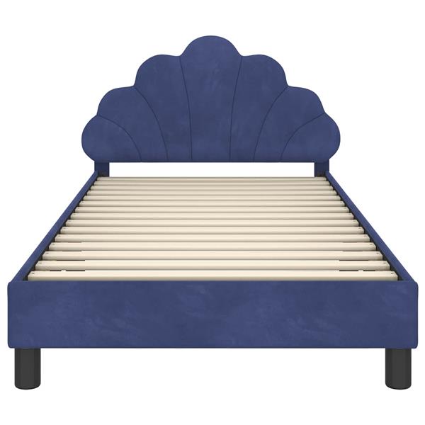 Grote foto vidaxl bedframe voor kinderen met hoofdbord politieblauw 90 x 190 cm antiek en kunst stoelen en banken