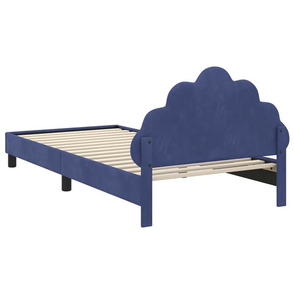 Grote foto vidaxl bedframe voor kinderen met hoofdbord politieblauw 90 x 190 cm antiek en kunst stoelen en banken