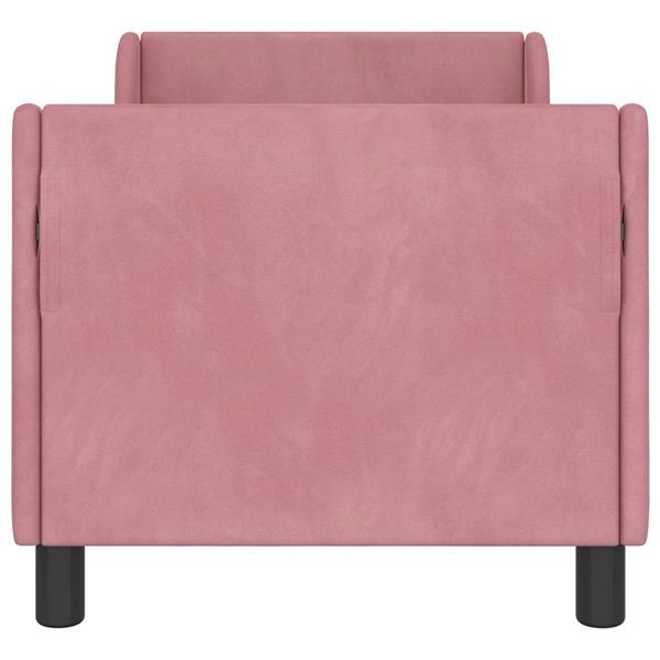 Grote foto vidaxl peuterbedframe met hoofdbord roze 70 x 140 cm fluweel antiek en kunst stoelen en banken