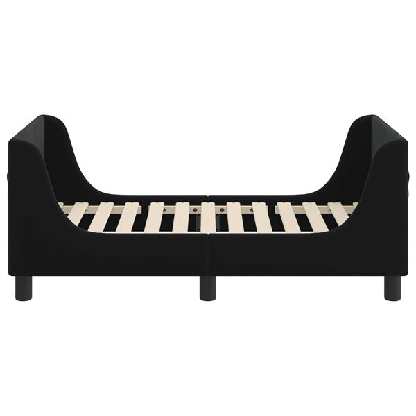 Grote foto vidaxl peuterbedframe met hoofdbord zwart 70 x 140 cm fluweel antiek en kunst stoelen en banken