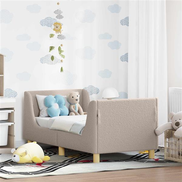 Grote foto vidaxl peuterbedframe met hoofdbord lichtgrijs 70 x 140 cm schapenstof antiek en kunst stoelen en banken