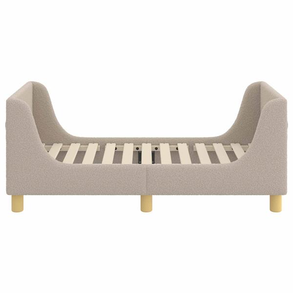 Grote foto vidaxl peuterbedframe met hoofdbord lichtgrijs 70 x 140 cm schapenstof antiek en kunst stoelen en banken