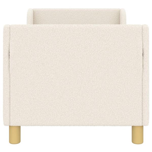 Grote foto vidaxl peuterbedframe met hoofdbord cr me 70 x 140 cm schapenstof antiek en kunst stoelen en banken