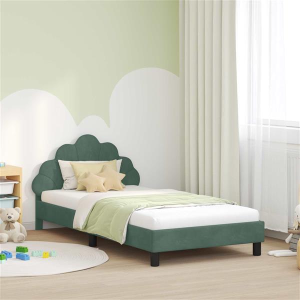 Grote foto vidaxl bedframe voor kinderen met hoofdbord zeegroen 80 x 200 cm antiek en kunst stoelen en banken