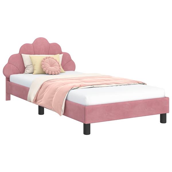 Grote foto vidaxl bedframe voor kinderen met hoofdbord roze 80 x 200 cm fluweel antiek en kunst stoelen en banken