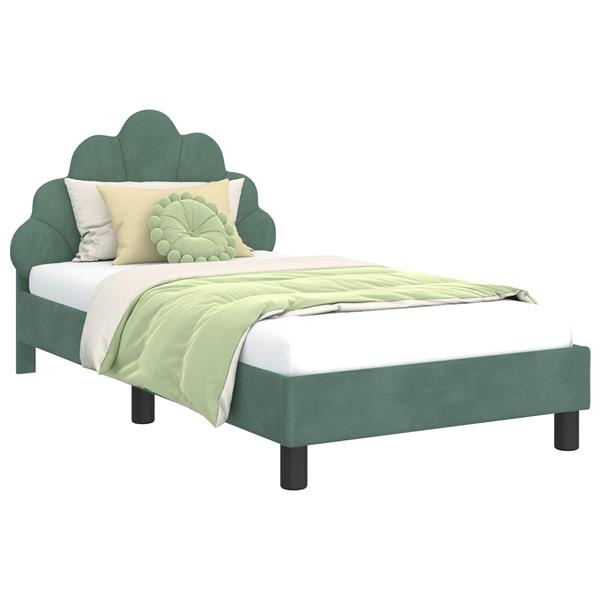 Grote foto vidaxl bedframe voor kinderen met hoofdbord zeegroen 80 x 160 cm antiek en kunst stoelen en banken