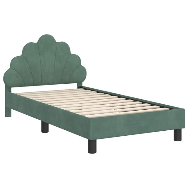 Grote foto vidaxl bedframe voor kinderen met hoofdbord zeegroen 80 x 160 cm antiek en kunst stoelen en banken