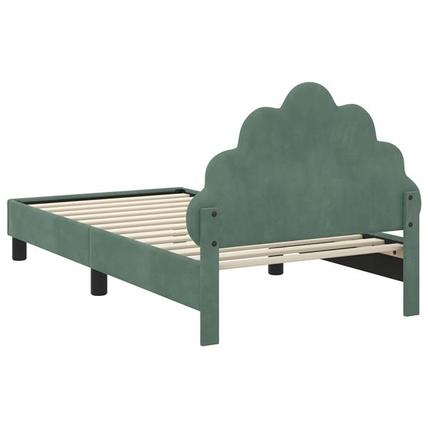 Grote foto vidaxl bedframe voor kinderen met hoofdbord zeegroen 80 x 160 cm antiek en kunst stoelen en banken