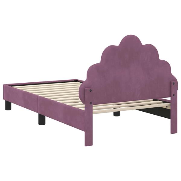 Grote foto vidaxl bedframe voor kinderen met hoofdbord paars 80 x 160 cm fluweel antiek en kunst stoelen en banken