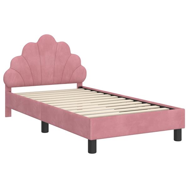Grote foto vidaxl bedframe voor kinderen met hoofdbord roze 80 x 160 cm fluweel antiek en kunst stoelen en banken