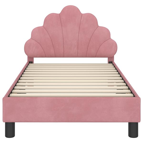 Grote foto vidaxl bedframe voor kinderen met hoofdbord roze 80 x 160 cm fluweel antiek en kunst stoelen en banken