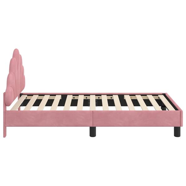 Grote foto vidaxl bedframe voor kinderen met hoofdbord roze 80 x 160 cm fluweel antiek en kunst stoelen en banken